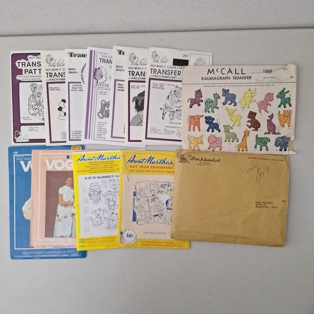 Huge Vintage Lot of Hot Iron Transfers Aunt Martha's Pritty Pinch Mixed Lot 40s+